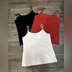 LOFT Camisole Trio - Black, Rust, Light Pink